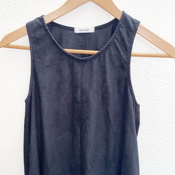 Mod Ref Black Suede High Neck Tank Top - Picture 2 of 8